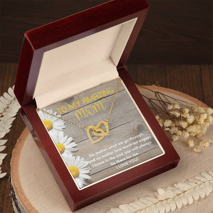To My Amazing Mom Two Hearts Embellished Interlocked Together Necklace For Mother'S Day Gift Happy Mother'S Day Necklace Interlocking Hearts Necklace