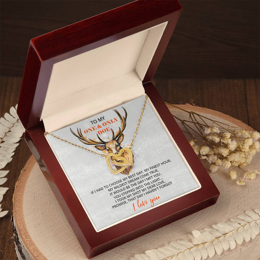 To My Trophy Doe Necklace For Wife Hunting Gift Wife From Husband Gift From Hunter Anniversary Gift For Her Birthday Gift Hunter Wife Interlocking Hearts Necklace