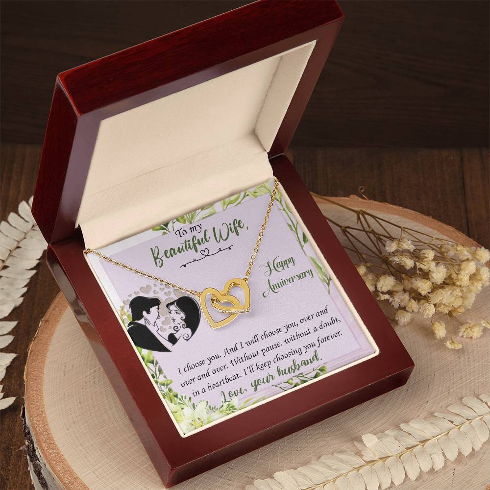 I Choose You Anniversary - Anniversary Gift For Wife Interlocking Hearts Necklace