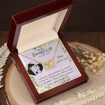 I Choose You Anniversary - Anniversary Gift For Wife Interlocking Hearts Necklace