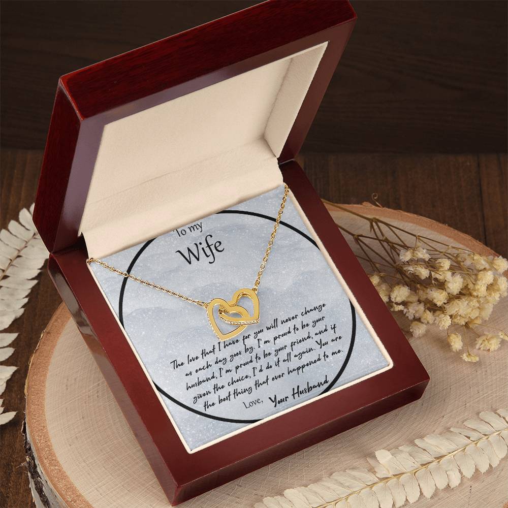 To My Wife The Love That I Have For You - Gray Interlocking Hearts Necklace