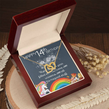 14Th Birthday Necklace Gifts For Girls Cute Unicorn 14 Years Old Girl Jewelry Gift For Daughter Niece Interlocking Necklace Xu246Il07 Interlocking Hearts Necklace