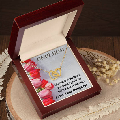 Gift For Mummy From Daughter- Together Forever Love Daughter Interlocking Hearts Necklace