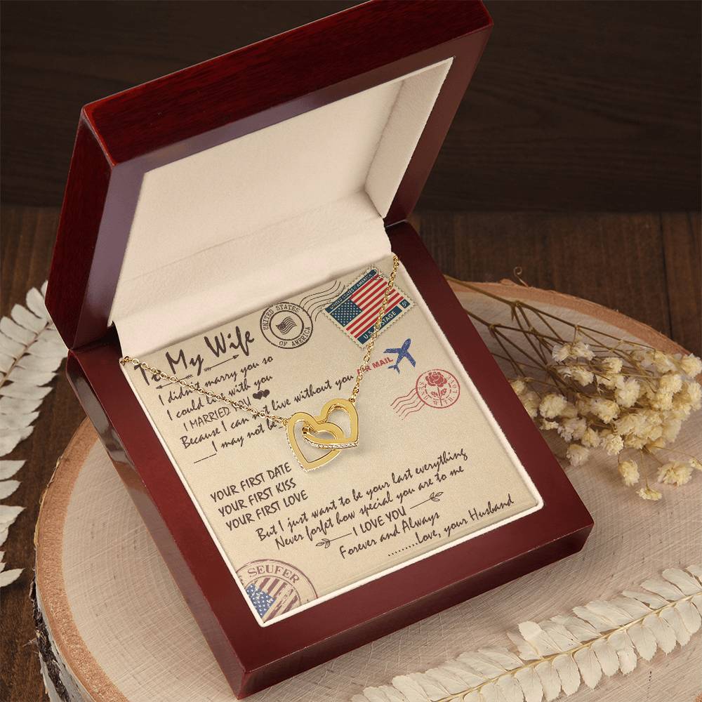 To My Wife Interlocking Hearts Necklace Message Card