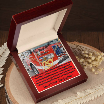 To My Soul Mate Firefighter Interlocking Hearts Necklace