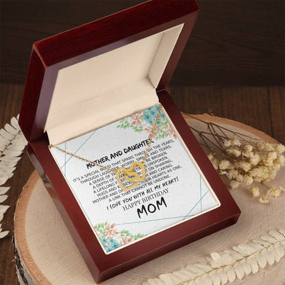 Mom Birthday Card Poem Mother And Daughter Love Interlocking Hearts Necklace