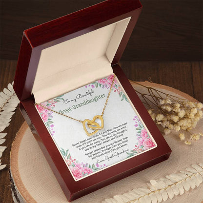 To My Beautiful Great-Granddaughter Interlocking Hearts Necklace