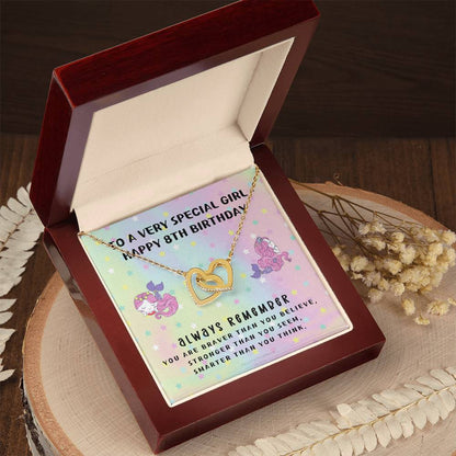 8Th Birthday Gift 8Th Birthday Necklace Gift Happy 8Th Birthday Gift Gift For 8 Year Birthday Girl Interlocking Hearts Necklace