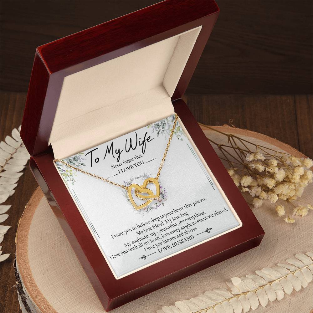 To My Wife Interlocking Hearts Necklace Message Card