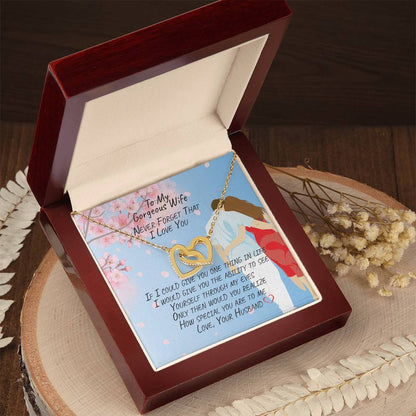 Gift For Wife - Interlocking Necklace- Never Forget That I Love You Interlocking Hearts Necklace
