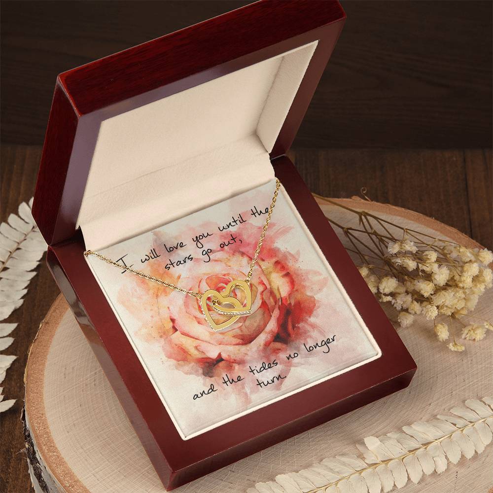 Interlocking Hearts Necklace – Pink Rose Message Card