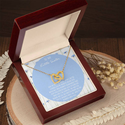 To My Little Sister Side By Side Interlocking Hearts Necklace