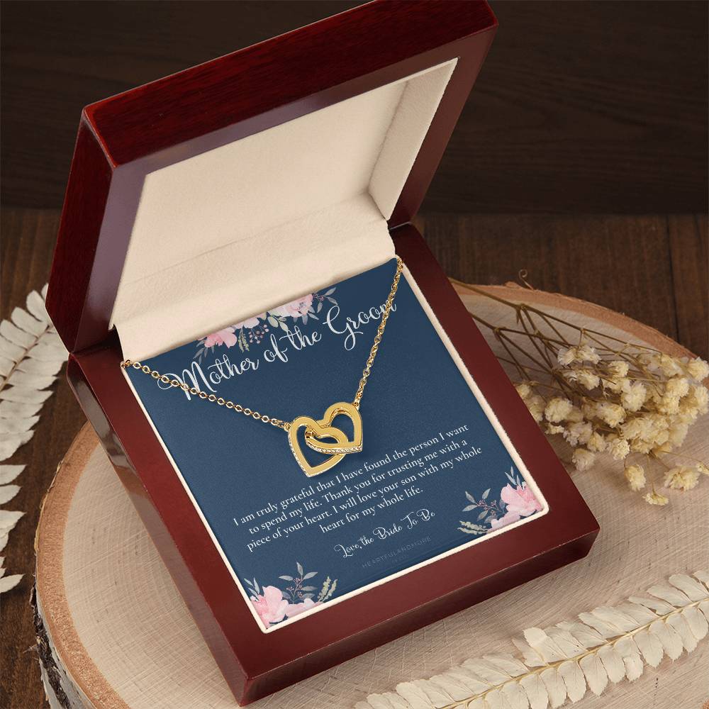 Mother Of The Groom Gift Necklace Wedding Gift Bridal Party Rehearsal Dinner Man Of My Dreams Parent Of Groom Mother In Law Gift Interlocking Hearts Necklace