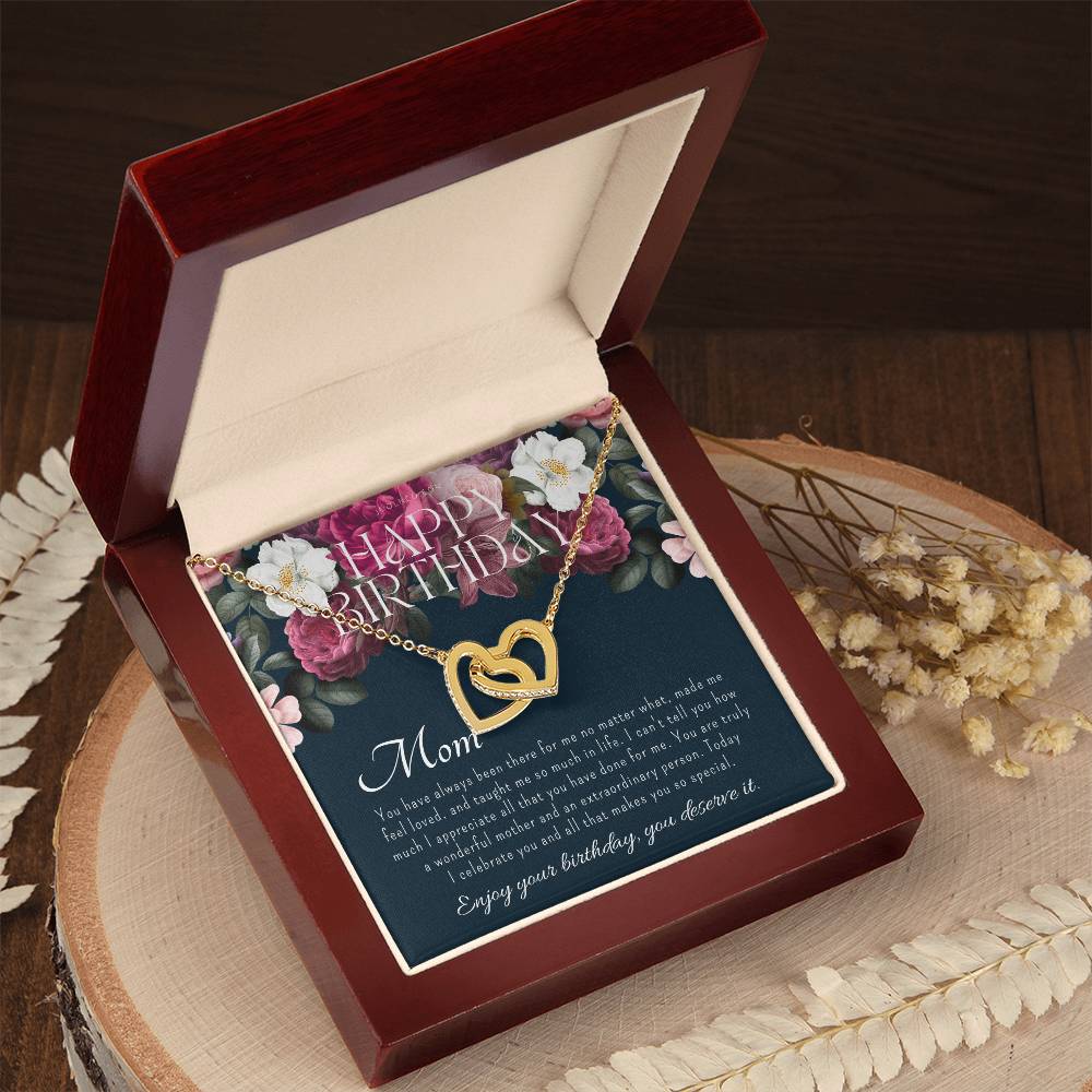 Mother'S Birthday Gift Necklace For Mom'S Birthday Elegant Gift For Mom From Daughter & Son Best Mom Gift Message Card Elegant Gift Interlocking Hearts Necklace