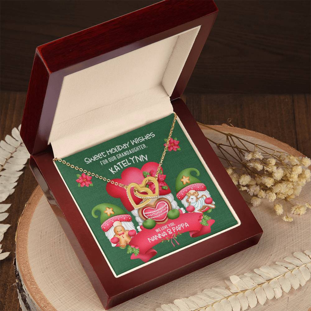 Grandparent To Granddaughter - Sweet Holiday Wishes Fully Customizable Christmas Gift - Personalized Interlocking Hearts Necklace