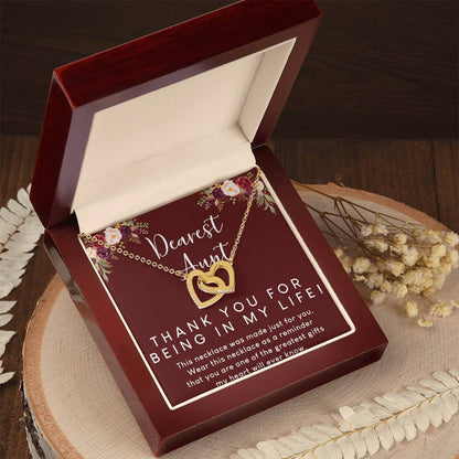 Dearest Aunt Interlocking Hearts Necklace Message Card