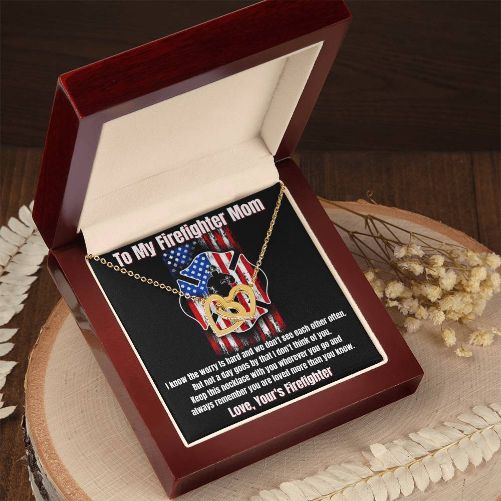 To My Firefighter Mom Necklace Interlocking Hearts Necklace
