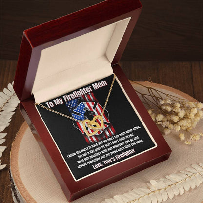 To My Firefighter Mom Necklace Interlocking Hearts Necklace