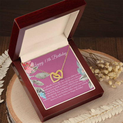 Gift For 13 Year Old Girl Gifts 13Th Birthday Girl 13Th Birthday Gift Thirteenth Birthday Necklace Teen Birthday Gift Official Teenager Interlocking Hearts Necklace