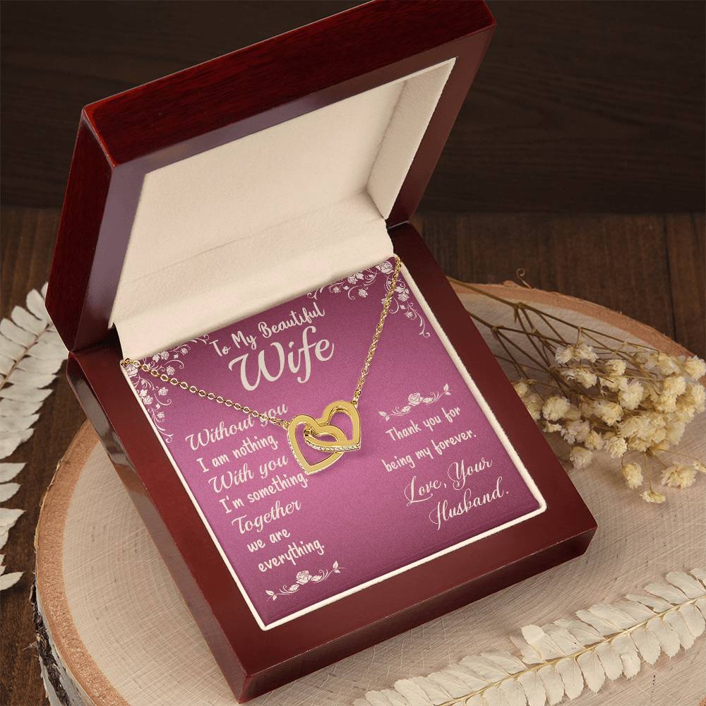 Interlocking Hearts Necklace - To My Beautiful Wife
