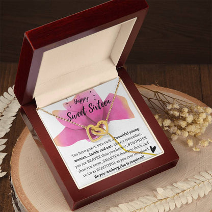 Be You - Nothing Else Is Required - Happy Sweet Sixteen! Interlocking Hearts Necklace