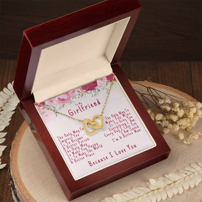 To My Girlfriend Valentine'S Day Because I Love You - Interlocking Heart Necklace Interlocking Hearts Necklace