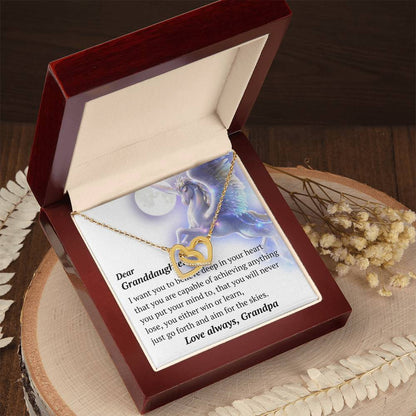 Dear Granddaughter Pegasus Necklace Interlocking Hearts Necklace