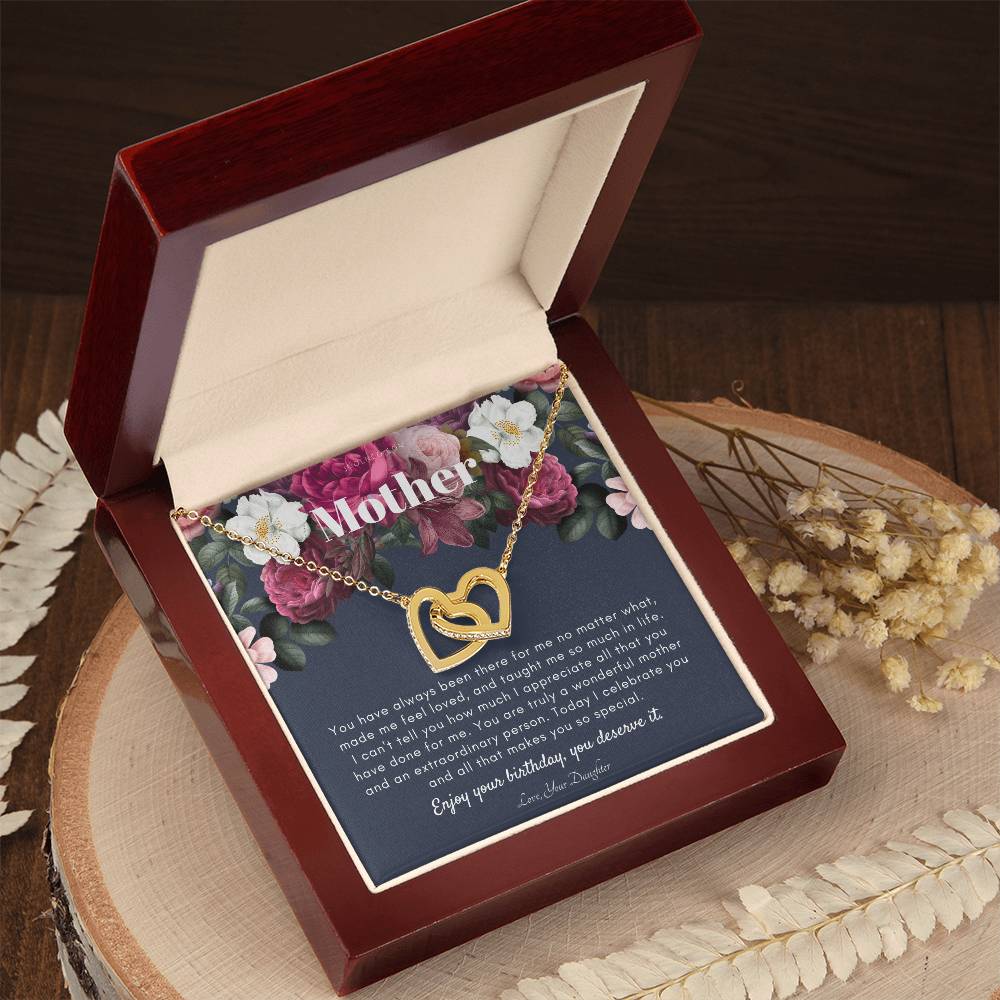 Mother'S Birthday Gift Necklace For Mom'S Birthday Elegant Gift For Mom From Daughter Best Mom Gift Message Card Interlocking Hearts Necklace