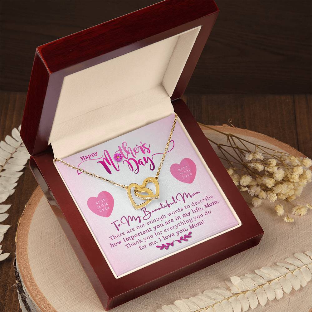 Mothers Day Double Heart Necklace Gift Interlocking Hearts Necklace