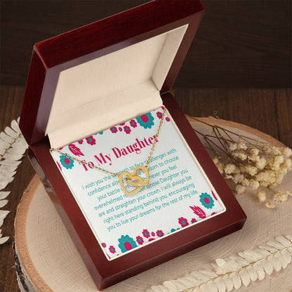 To My Daughter - Birthday Gift For Daughter From Mom Daughter Necklace From Mom Daughter Birthday Jewelry Interlocking Hearts Necklace