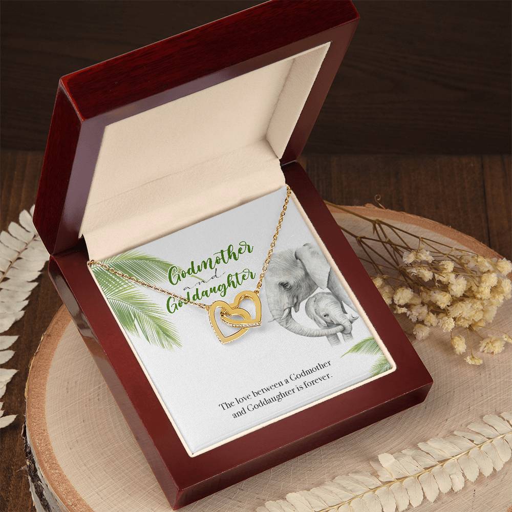 Godmother Goddaughter Gift Necklace Emotional Message Card Interlocking Hearts Necklace