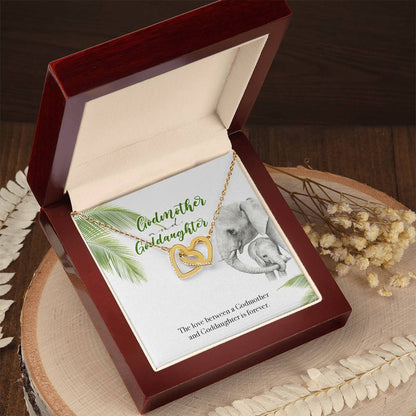 Godmother Goddaughter Gift Necklace Emotional Message Card Interlocking Hearts Necklace