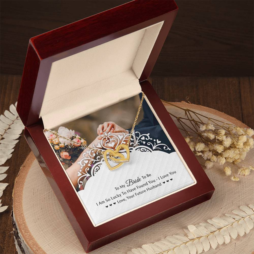 To My Bride To Be . Gift For Fiancee Interlocking Hearts Necklace