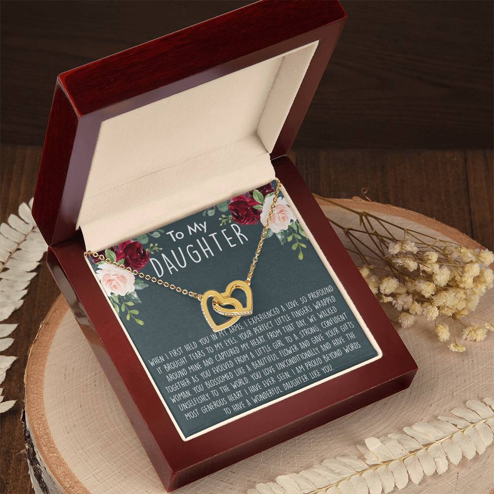 To My Daughter Necklace Gift For Daughter From Mom Sentimental Gift For Birthday Graduation Anniversary Interlocking Hearts Necklace