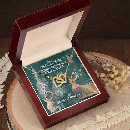 Husband To-Be For Future Wife- I Am Enchanted By The Magic Of Your Love - Fully Customizable Christmas Gift Interlocking Hearts Necklace