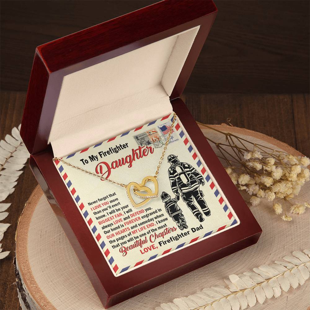 Firefighter Daughter Gift To Firefighter Daughter Gift From Dad Firefighter Daughter Necklace Interlocking Hearts Necklace