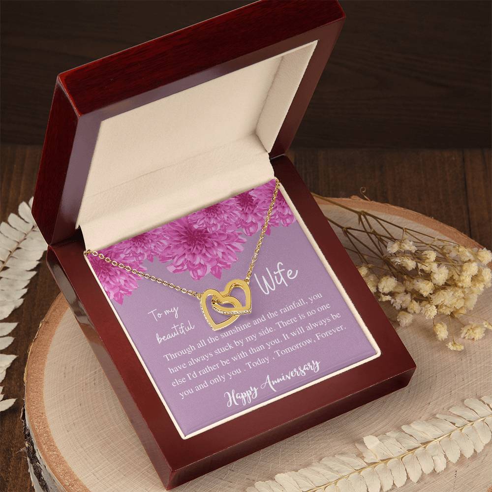 To My Beauiful Wife V2 Interlocking Hearts Necklace