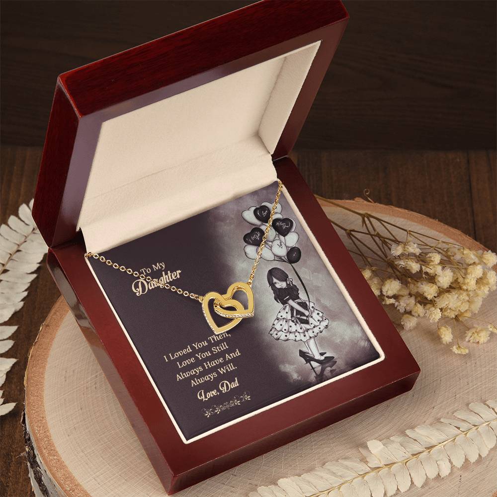 To My Daughter From Dad Interlocking Hearts Necklace