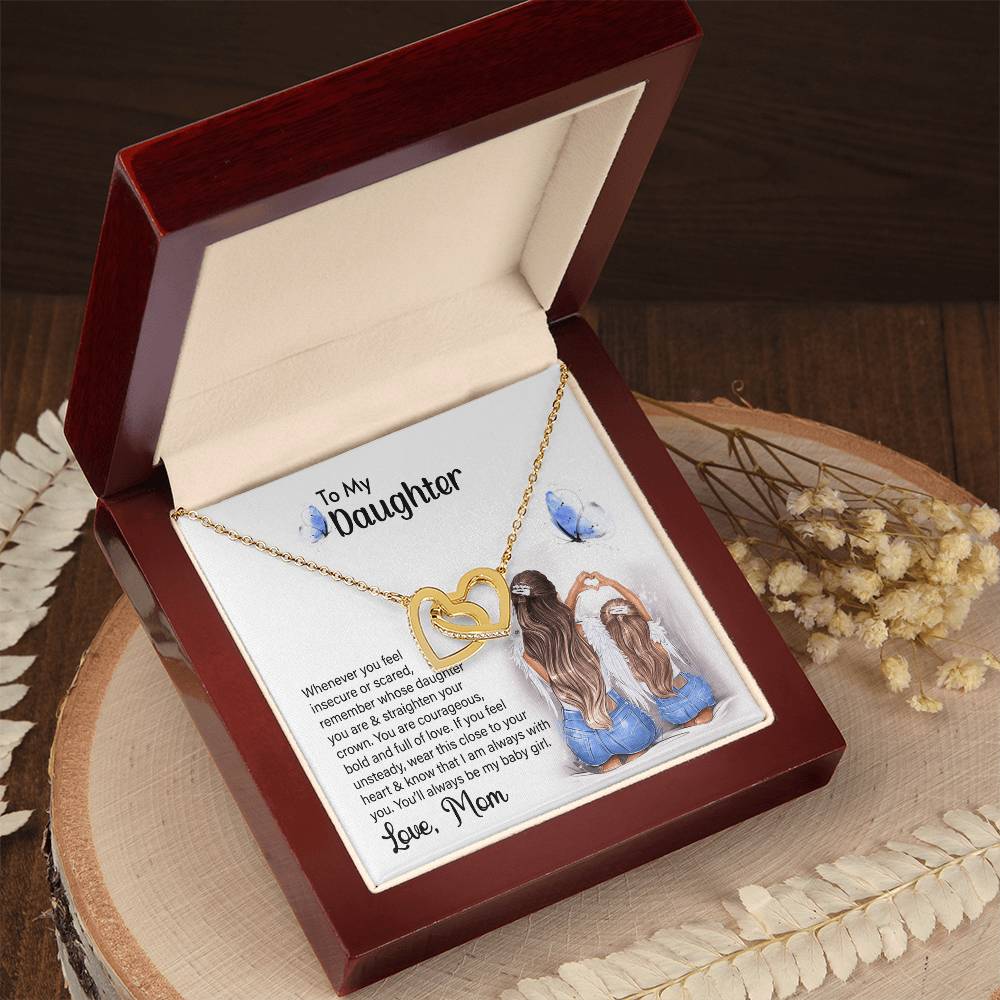 My Daughter Wear This Close To Your Heart. Interlocking Hearts Cubic Zirconia Diamond Pendant Interlocking Hearts Necklace