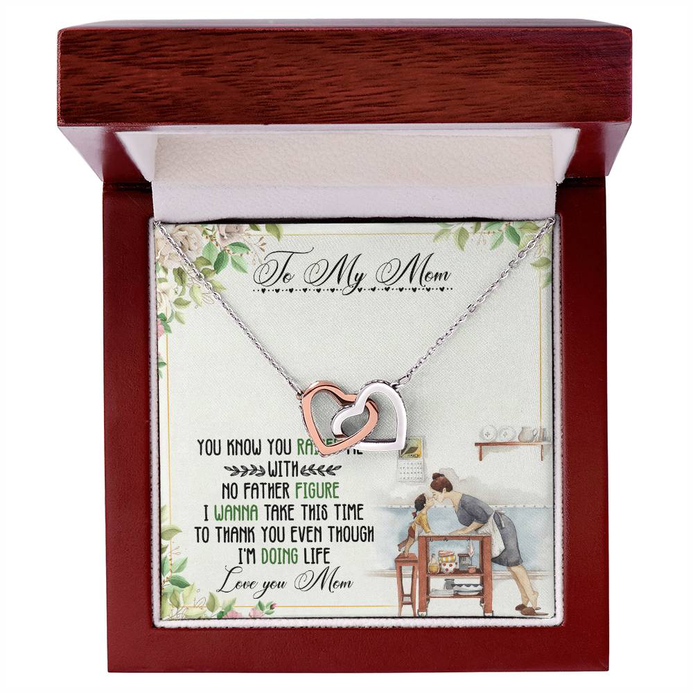 To My Mom Interlocking Hearts Necklace Message Card