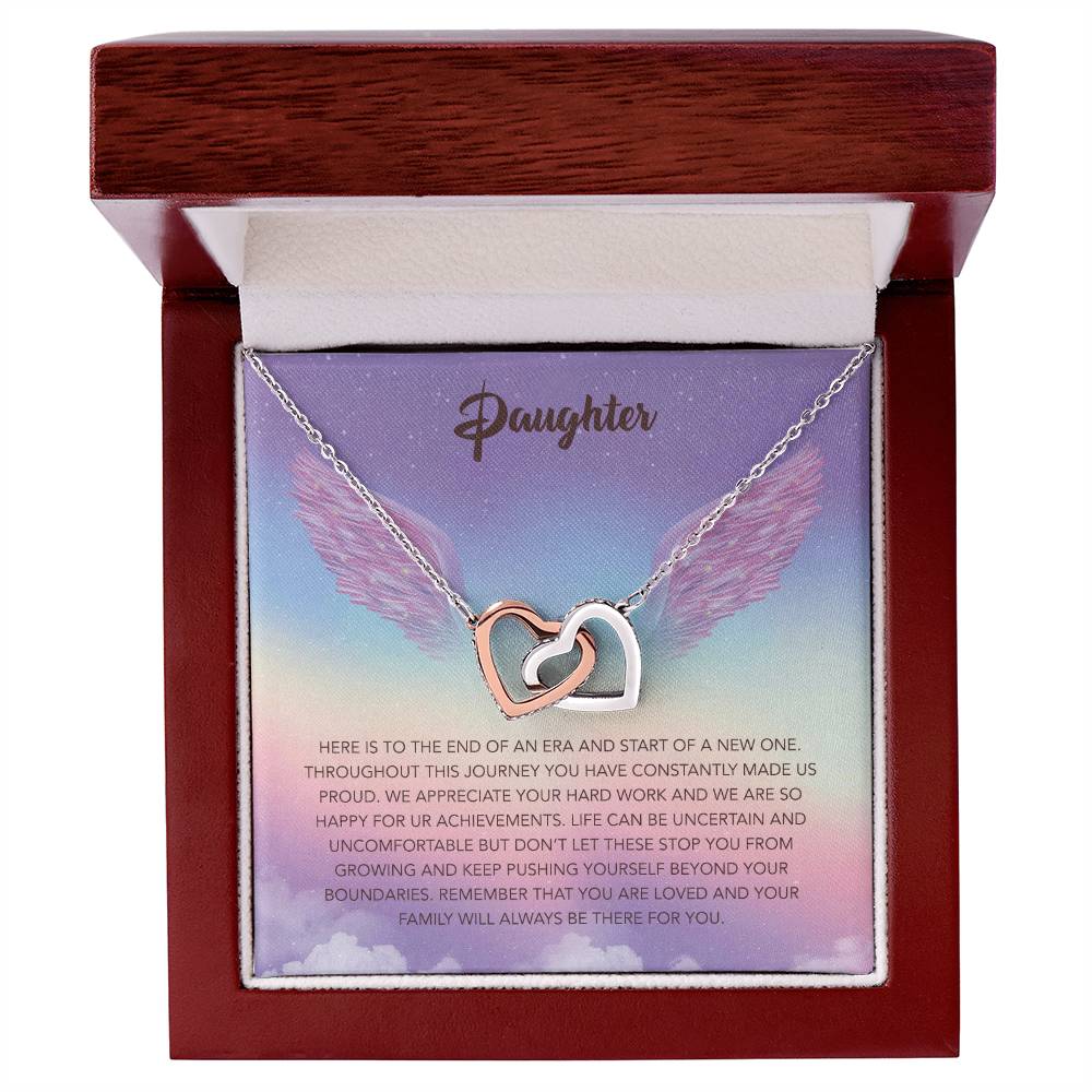 Wings To My Daughter Interlocking Hearts Necklace