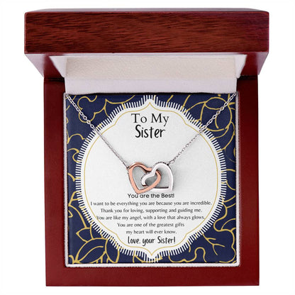 To My Sister Interlocking Hearts Necklace