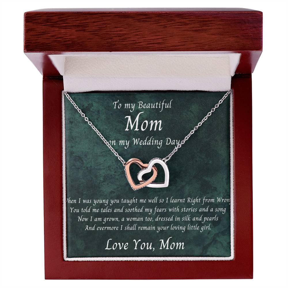 Mom Wedding Gift Bride To Mom Gift Daughter To Mother Wedding Gift Interlocking Hearts Necklace