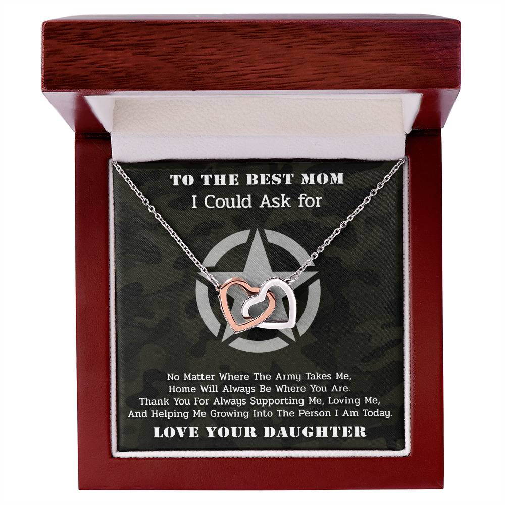 The Best Army Mom - Interlocked Necklace From Daughter Interlocking Hearts Necklace