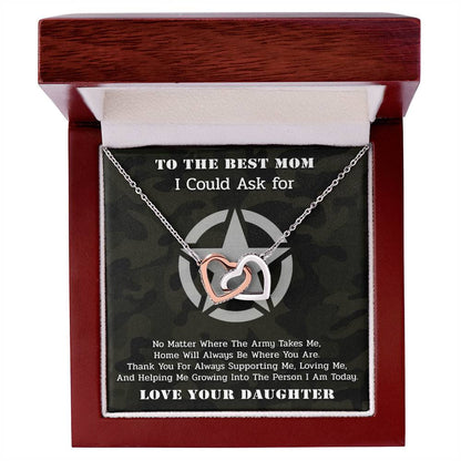 The Best Army Mom - Interlocked Necklace From Daughter Interlocking Hearts Necklace