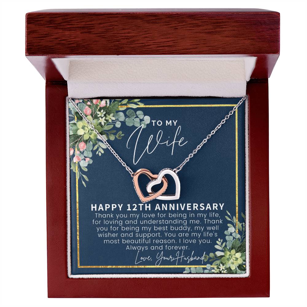 12 Year Anniversary Gift Ideas 12Th Anniversary Gift For Her 12 Year Wedding Anniversary Gift For Wife 12Th Anniversary Gifts Interlocking Hearts Necklace