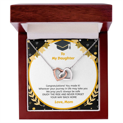 To My Daughter You Made It - Necklace Interlocking Hearts Necklace