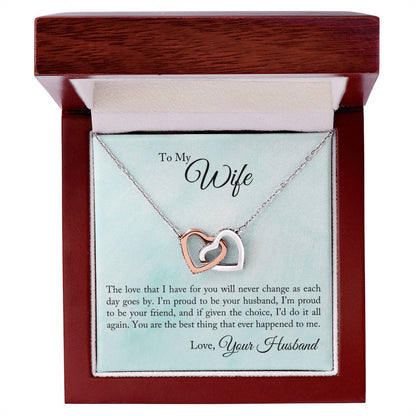 To My Wife - I'M Proud To Be Your Husband - Interlocking Heart Necklace Interlocking Hearts Necklace