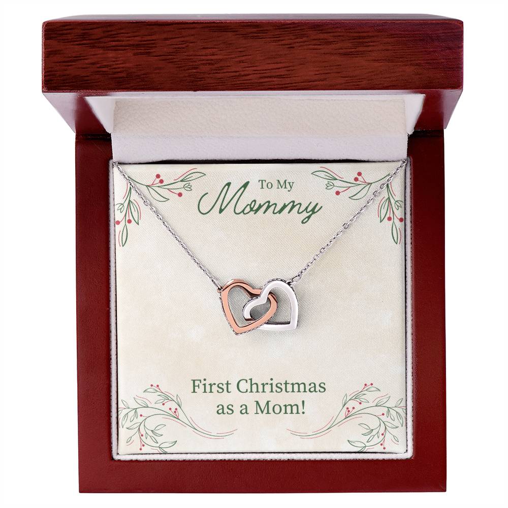 To My Mommy - First Christmas As A Mom - Interlocking Heart Necklace Interlocking Hearts Necklace