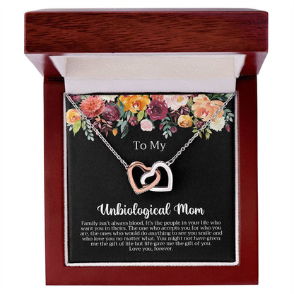 Unbiological Mom Necklace Interlocking Hearts Necklace
